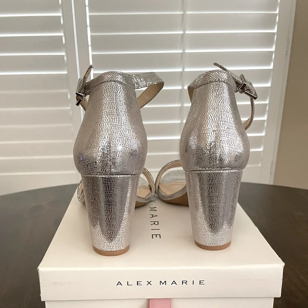 Alex Marie HalmarTwo Rhinestone Strap Block Heel Sandal